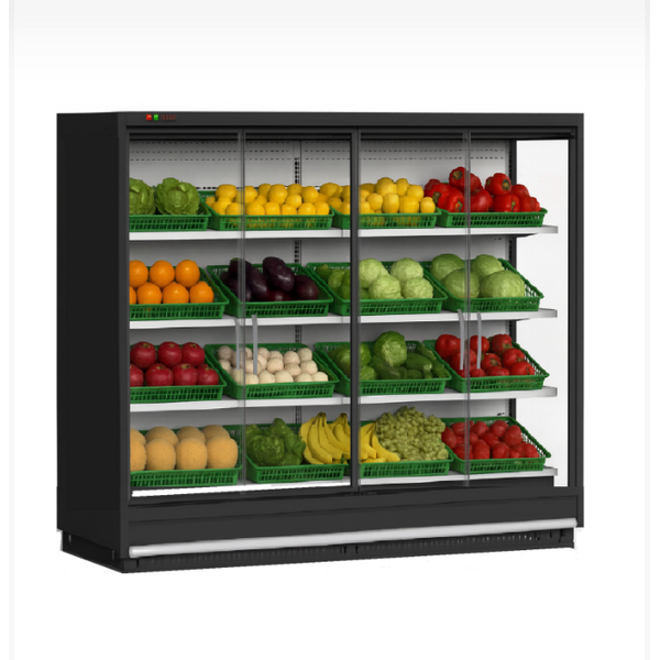 Ψυγείο βιτρίνα self service μαναβικής με ανοιγόμενες πόρτες, χωρίς μοτέρ