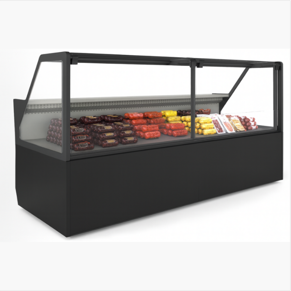 Βιτρίνα τυριών αλλαντικών χαμηλή, με αποθήκη ψυχώμενη